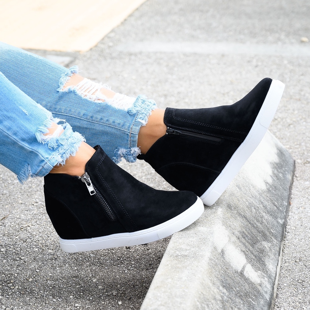 Popular Black Wedge Sneakers - Picture 2 of 2
